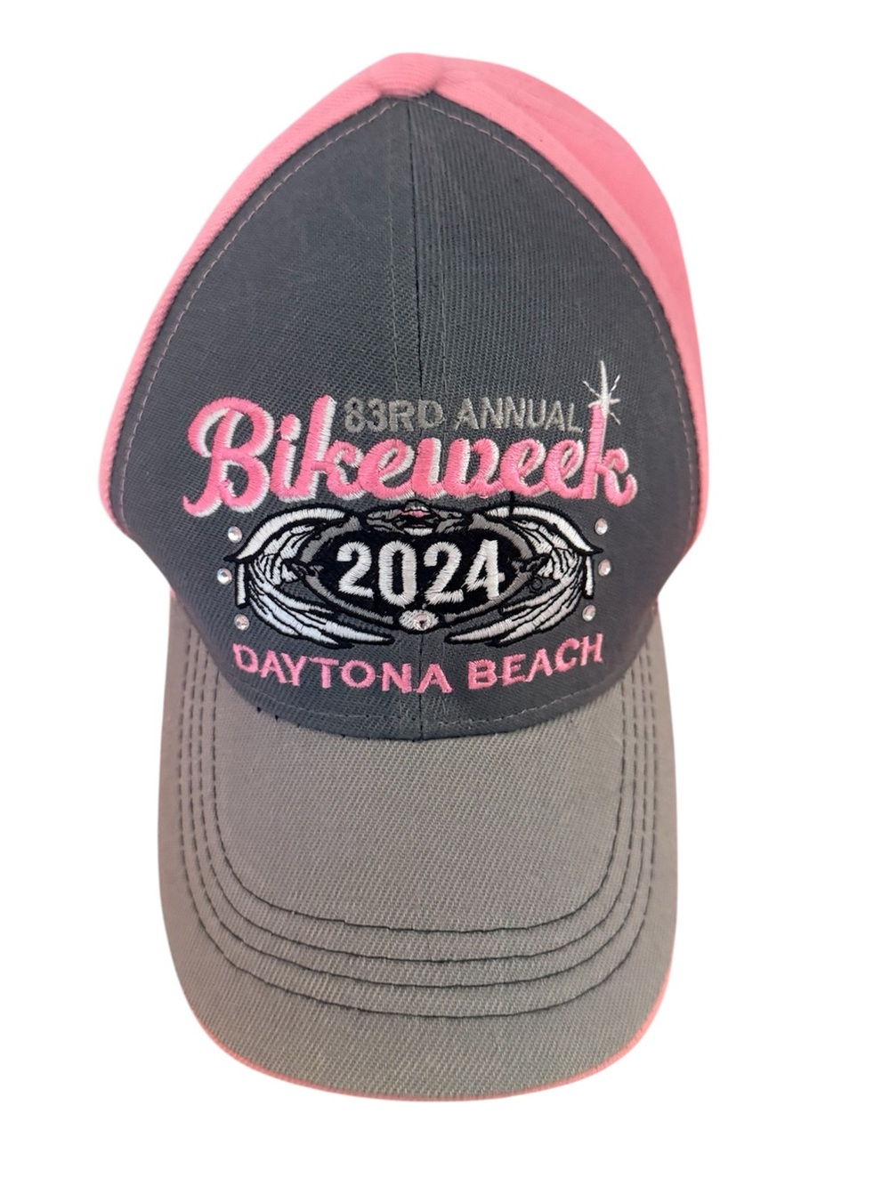 Daytona Beach Bike Week 2024 Pink and Gray Hat